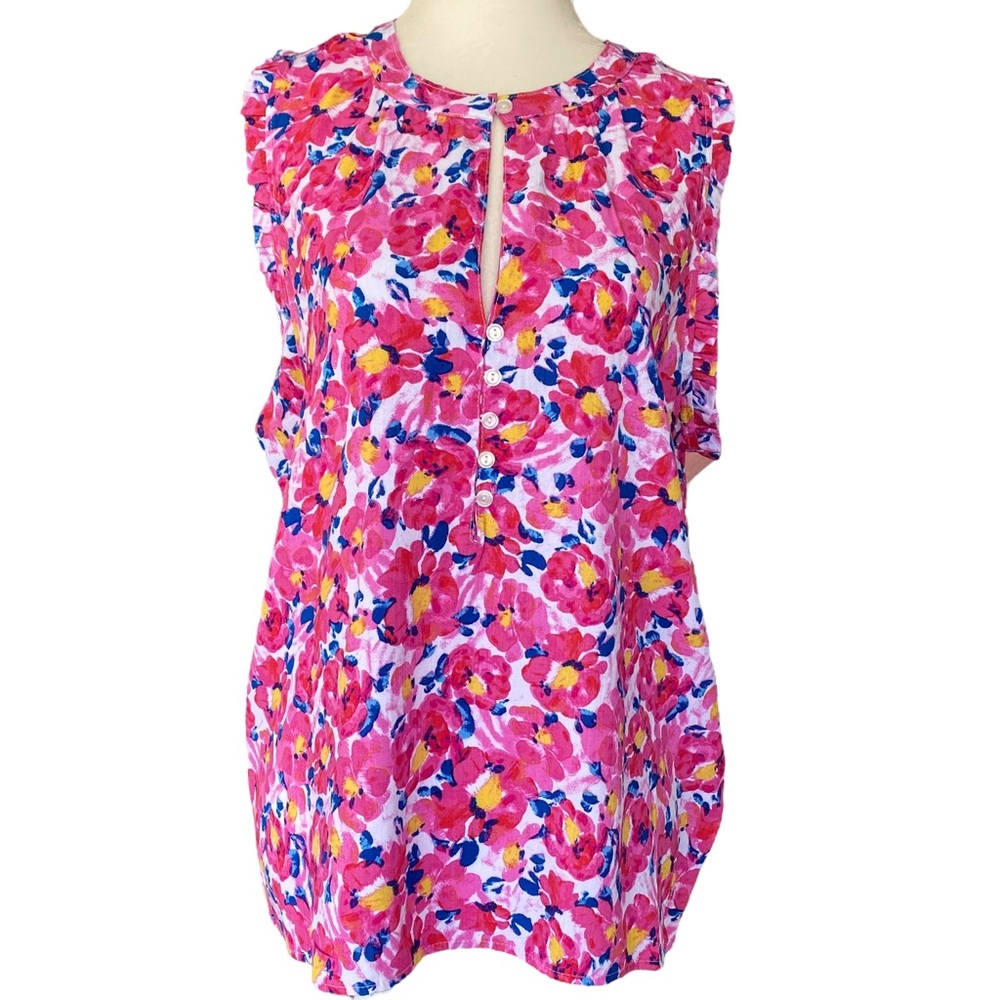 Time and Tru NWOT Pink Floral Tank Top Medium - Picture 1 of 12